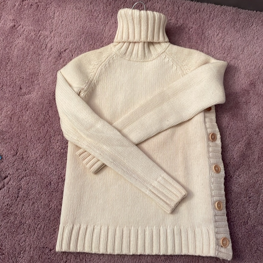Theory Cream Turtleneck Sweater
